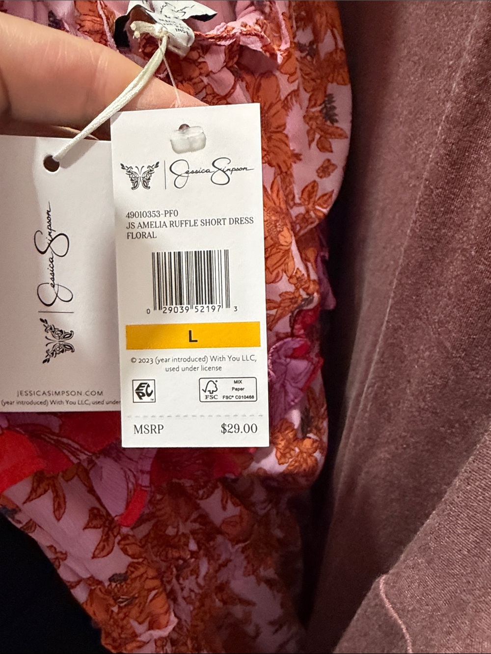 Jessica Simpson Pink and Orange Floral Mini Dress - Picture 2 of 2